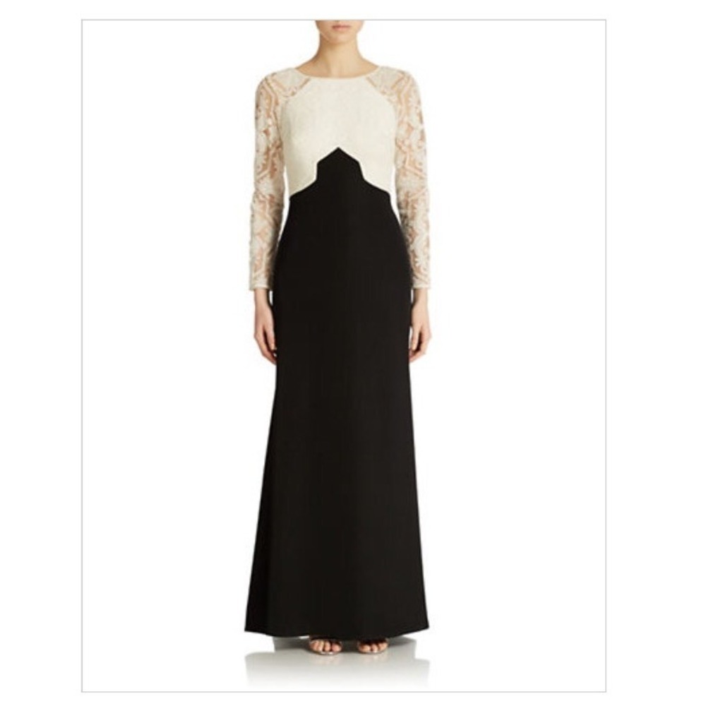Tadashi Shoji Embroidered Colorblock‎ Gown Size 8 $498